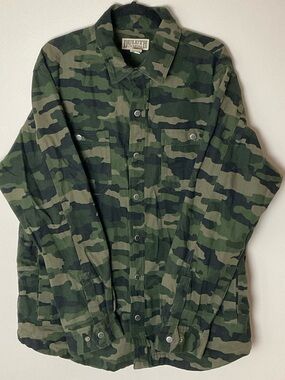 Duluth Trading Co Firehose Camo Flannel Lined Timber Jacket Utility Gorpcore L